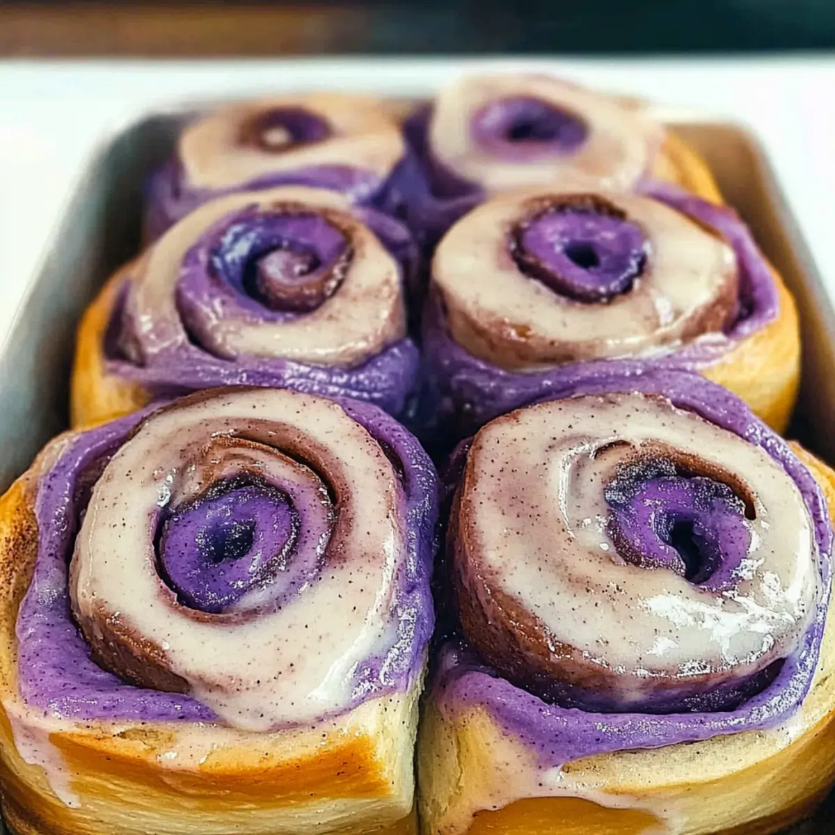 Easy Ube Cinnamon Rolls