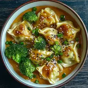 Dumplings with Creamy Peanut Sauce