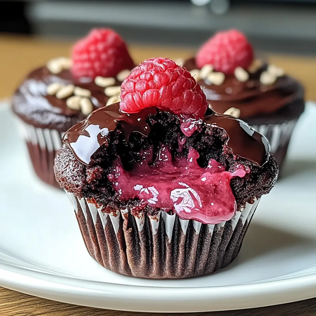 Raspberry Chocolate Lava Cupcakes